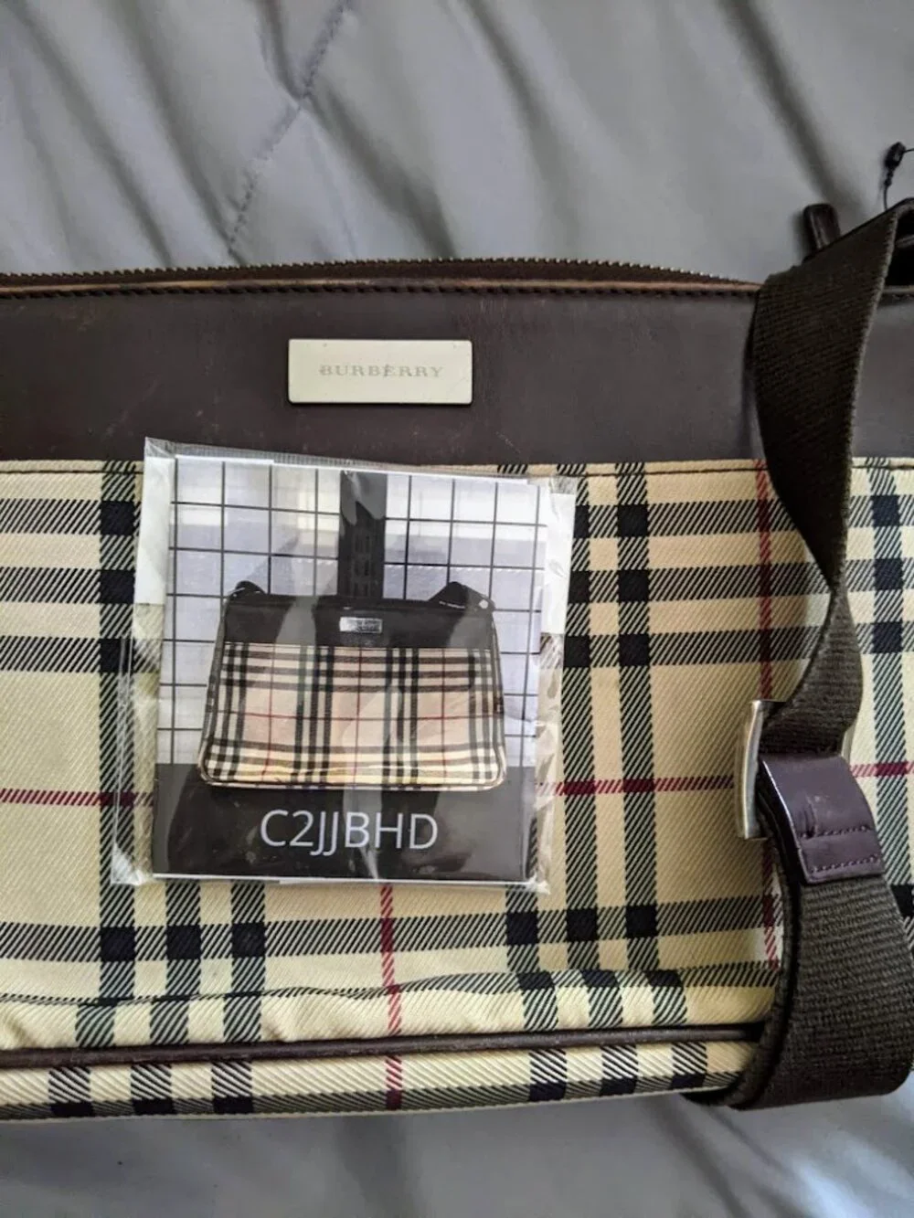 Burberry Vintage Nova Check Canvas Leather Trim Crossbody Shoulder Bag